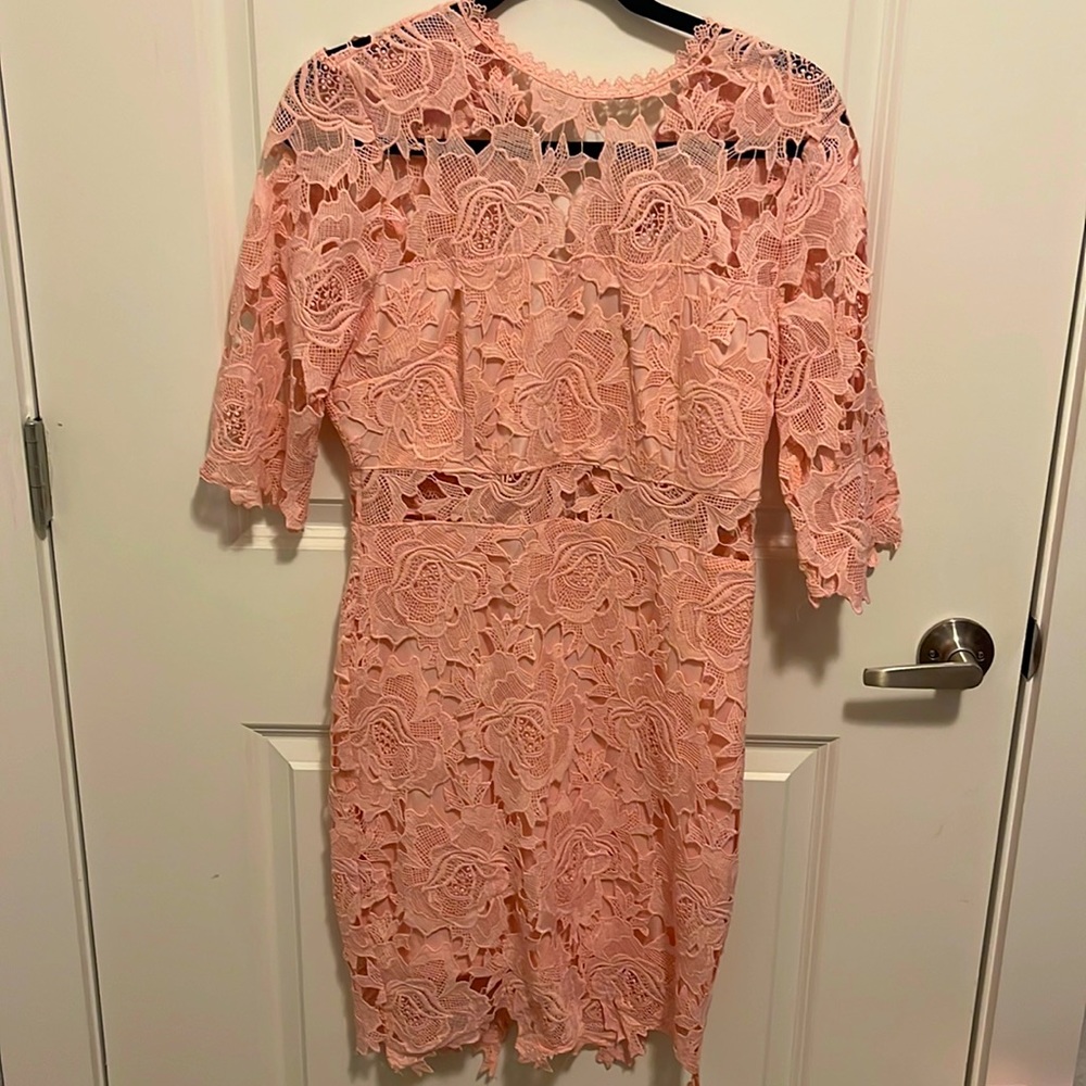 Lulus pink mini lace dress, size -L